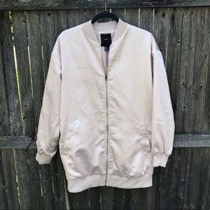 Long light pink bomer jacket